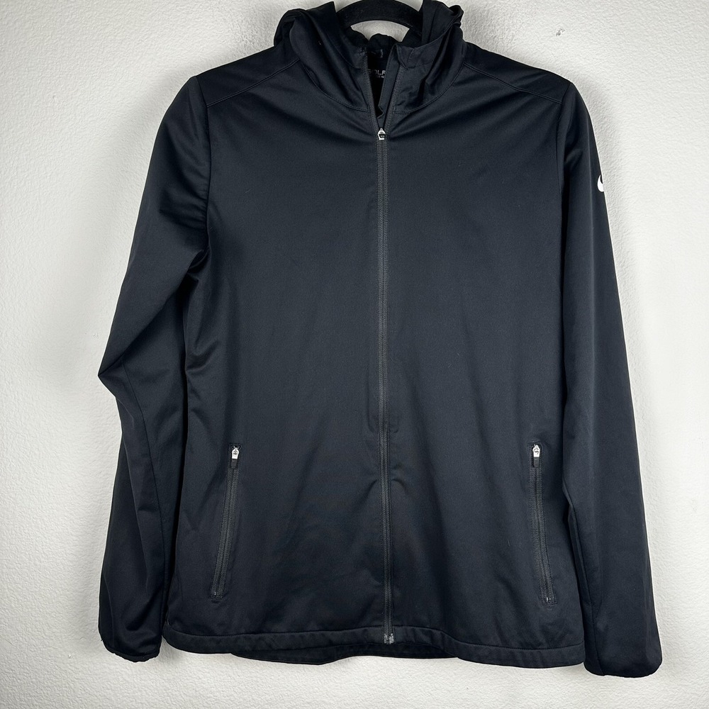 Nike Golf Shield Jacket Women's Medium Full‎ Zip Wind Black 726154-512